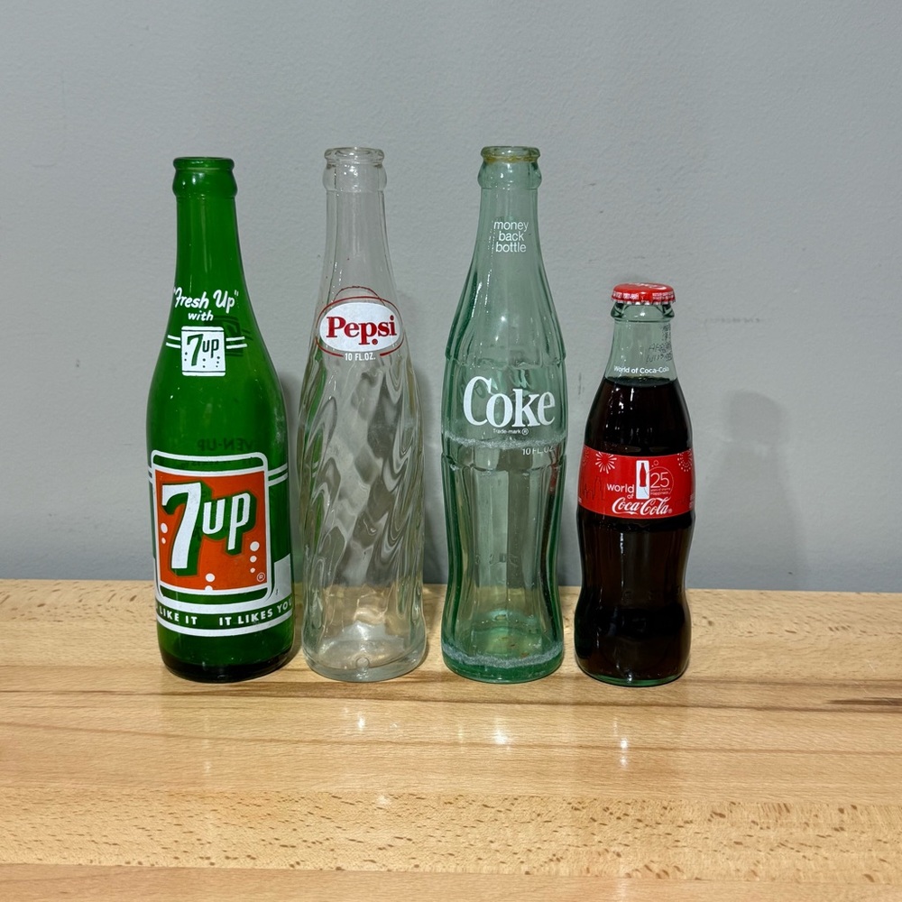 Vintage Glass Soda Pop Bottle Collection 4 piece
